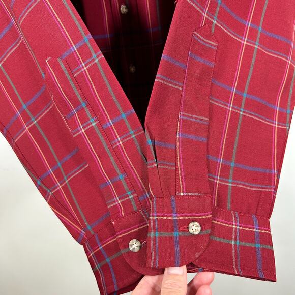 Vintage Pendleton Shirt Mens XL Red Plaid Wool Dress Made in USA 80s - Picture 6 of 7